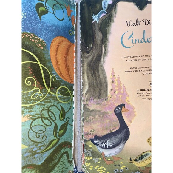 1950 1st Edition, Walt Disney Library/Cinderella Big Golden Book, Hardcover VNTG - Picture 3 of 5